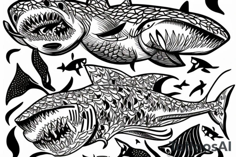 a shark keep swiming looking for next prey tattoo idea