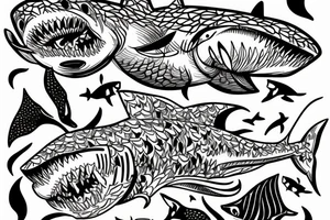 a shark keep swiming looking for next prey tattoo idea
