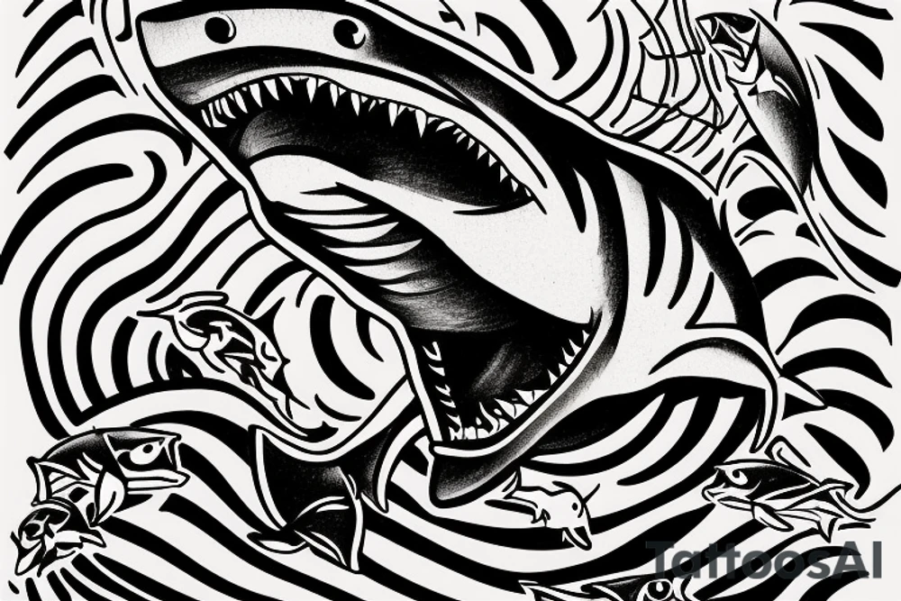 a shark keep swiming looking for next prey tattoo idea