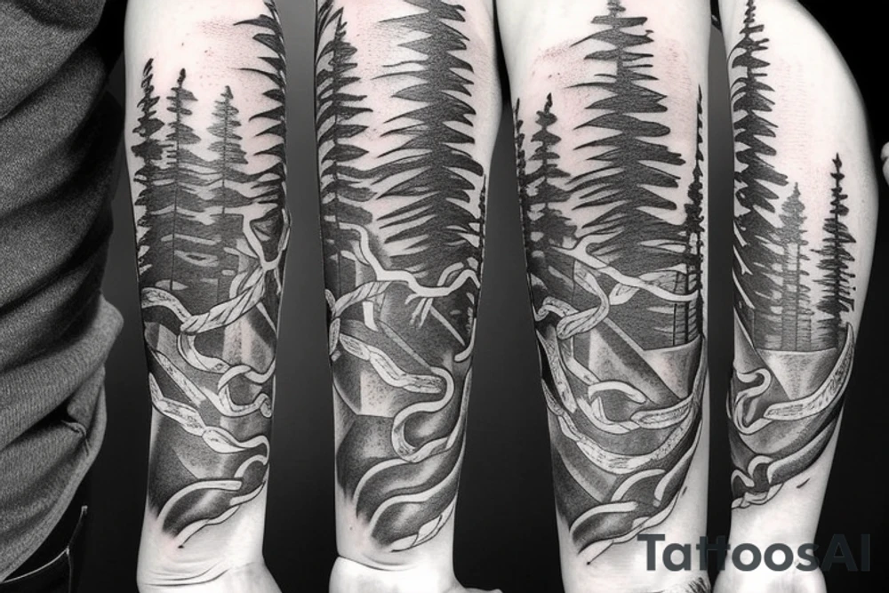Snake among the pines tattoo idea