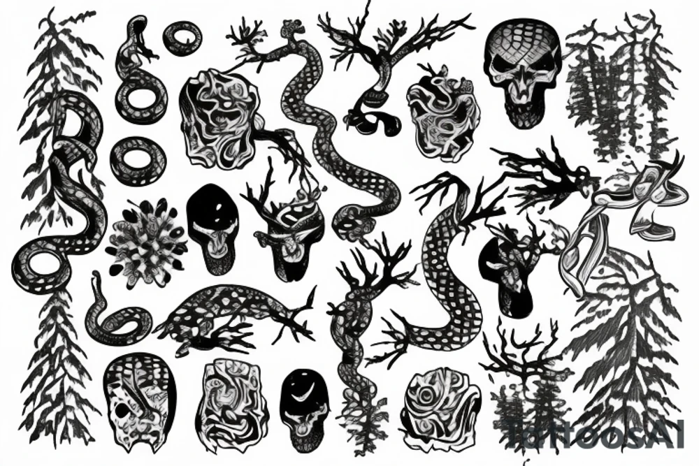 Snake among the pines tattoo idea