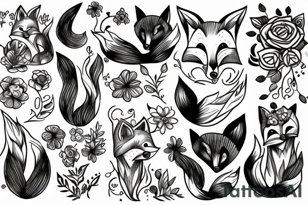 Fox and flower tattoo idea