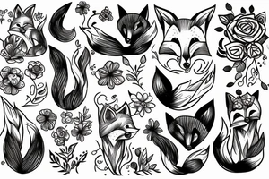 Fox and flower tattoo idea