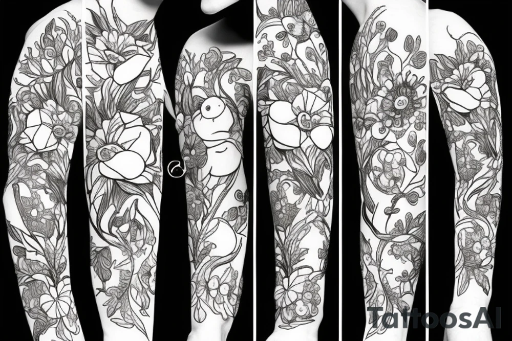 Fox and flower tattoo idea