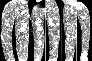Fox and flower tattoo idea