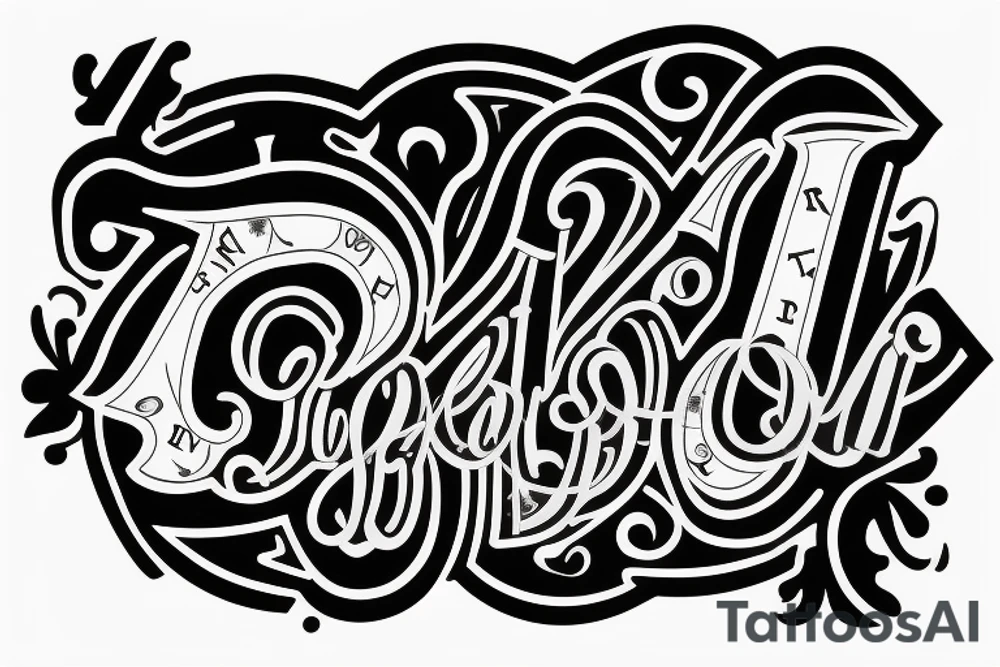 black and white tatoo with the letter N and R combine that are the first letters of my dogs tattoo idea