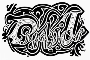 black and white tatoo with the letter N and R combine that are the first letters of my dogs tattoo idea
