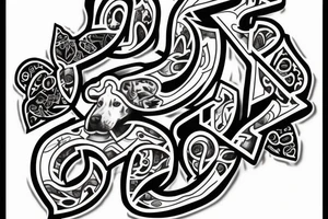 black and white tatoo with the letter N and R combine that are the first letters of my dogs tattoo idea
