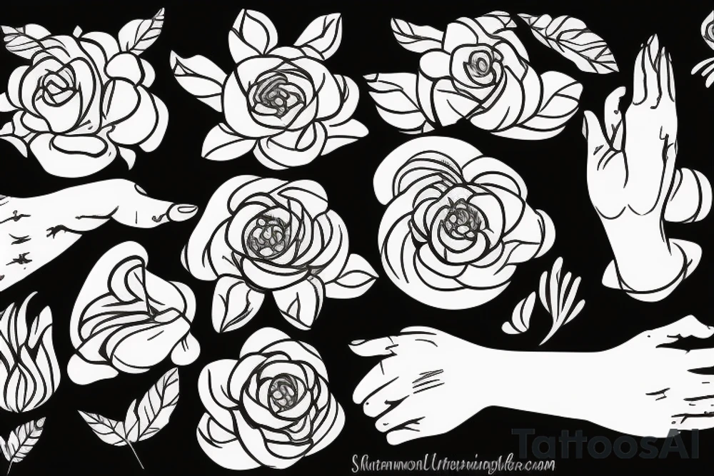 white flower and hand tattoo idea