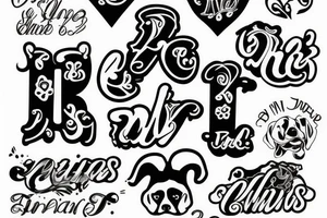 black and white tattoo with the letter N and R combine that are the first letters of my dogs tattoo idea