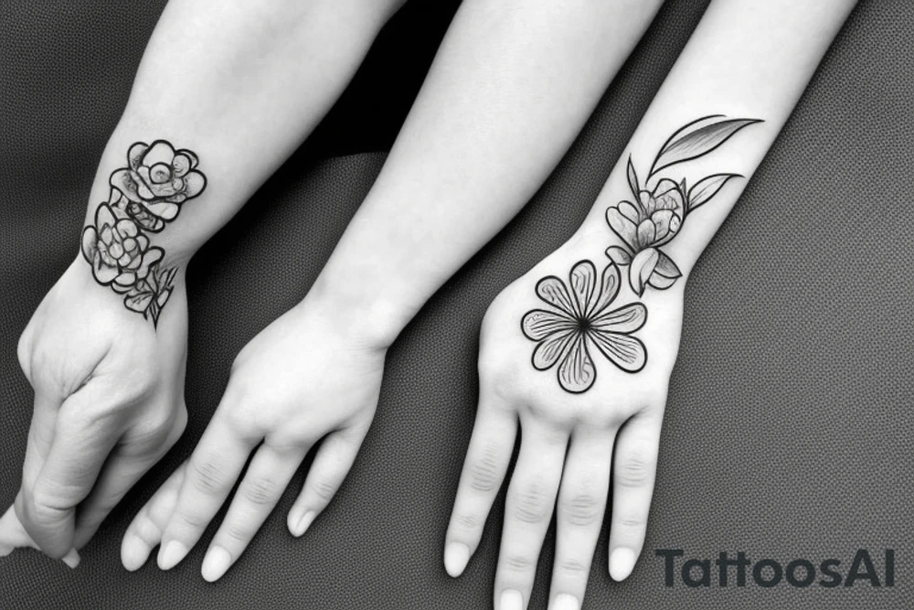 white flower and hand tattoo idea