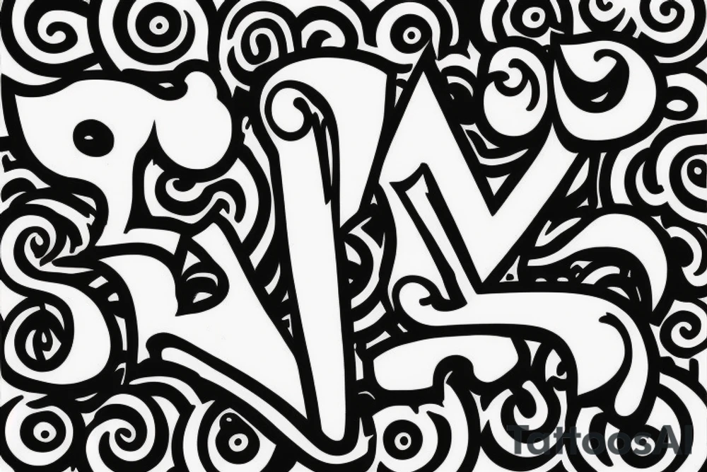 black and white tattoo with the letter N and R combine tattoo idea