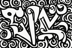 black and white tattoo with the letter N and R combine tattoo idea
