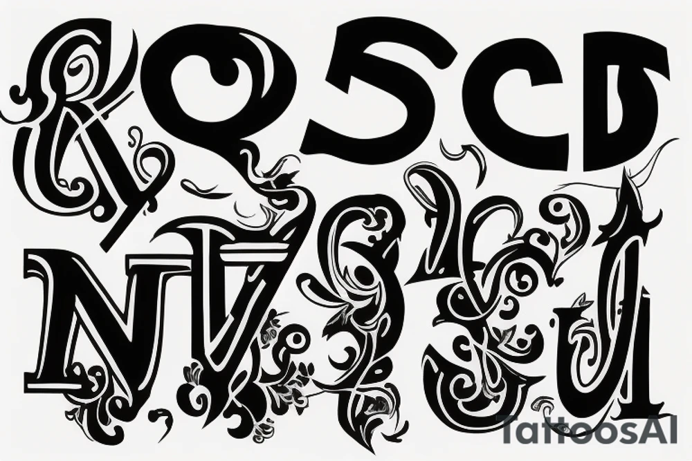 tattoo with the letter N and R combine tattoo idea