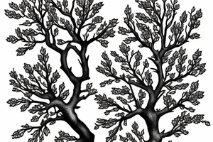 oak's leaves and branches, blackthorn's branches and flowers, ash's branches tattoo idea