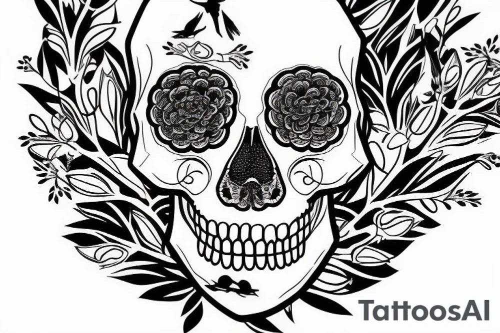 floral tattoo with tree branches skull and birds tattoo idea floral tattoo with tree branches skull and birds tattoo idea