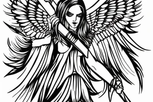 Dark angel with sword tattoo idea