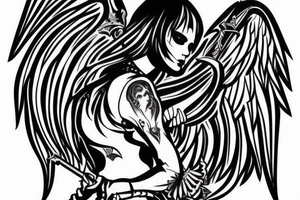 Dark angel with sword tattoo idea