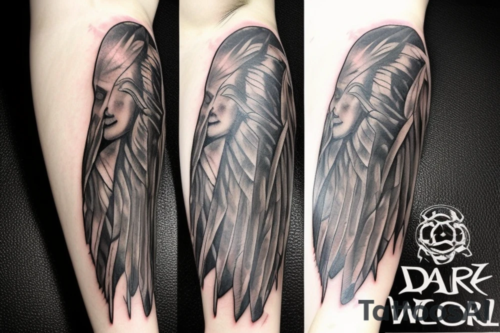 Dark angel with sword tattoo idea