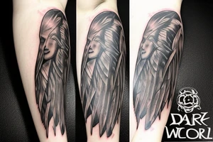 Dark angel with sword tattoo idea
