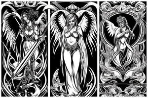 Dark angel with sword tattoo idea
