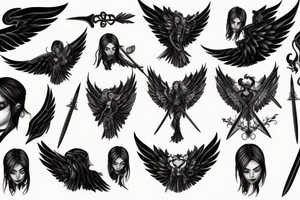 Dark angel with sword tattoo idea