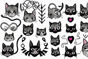 cat with horns and hearts instead of eyes tattoo idea