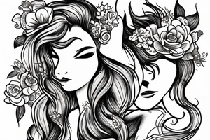 mermaid with flowers tattoo idea