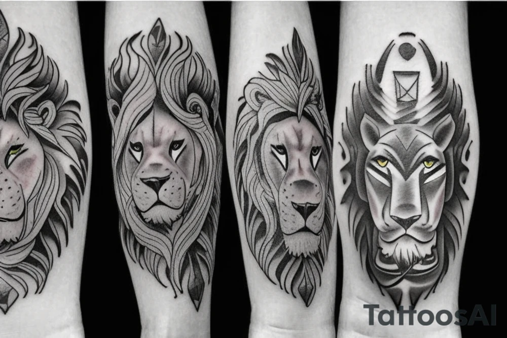 Lions, power, angels, god, perseverance, discipline tattoo idea