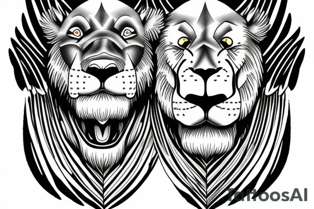 Lions, power, angels, god, perseverance, discipline tattoo idea