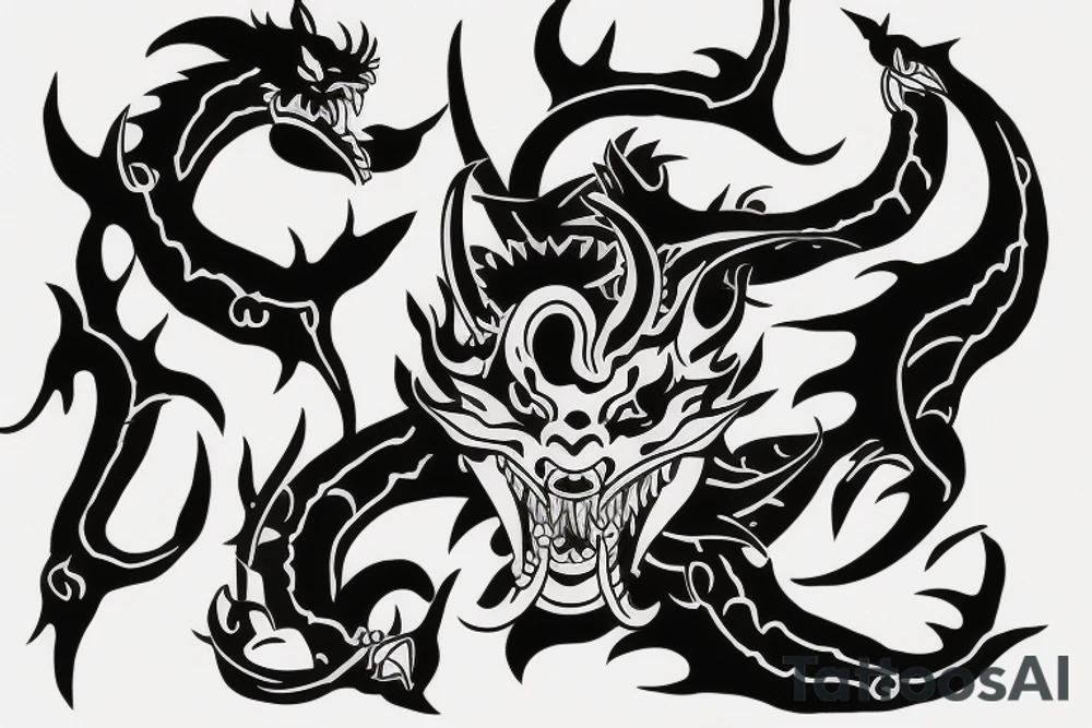 Demon Hannya dragon
moon tattoo idea