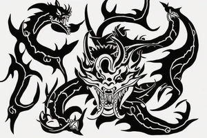 Demon Hannya dragon
moon tattoo idea
