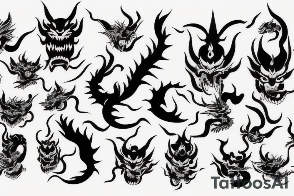 Demon Hannya dragon
moon tattoo idea