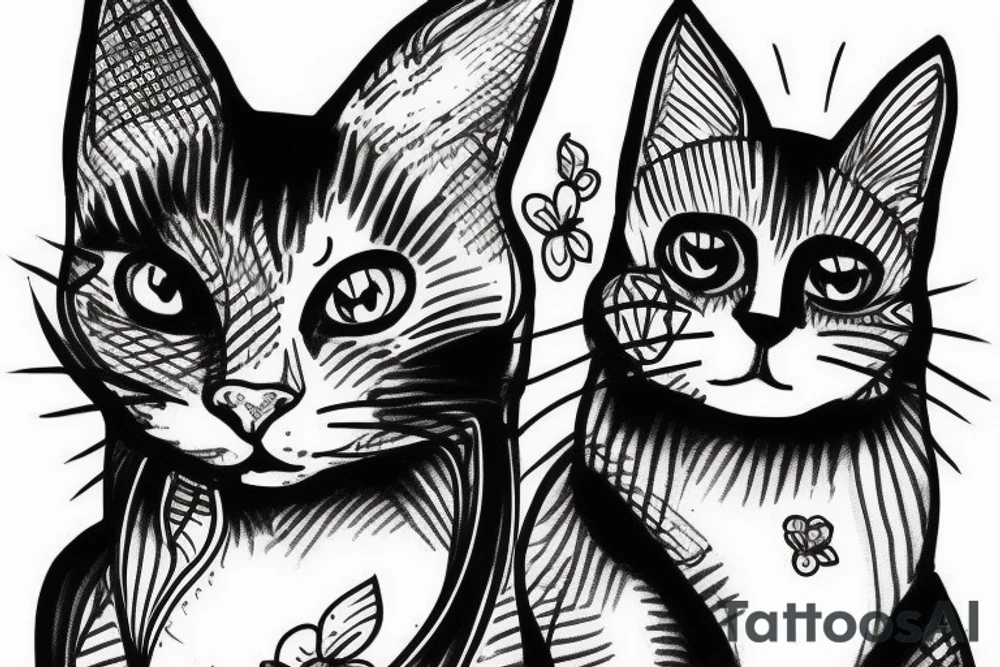 A black and white cat tattoo idea