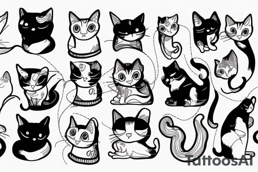 A black and white cat tattoo idea