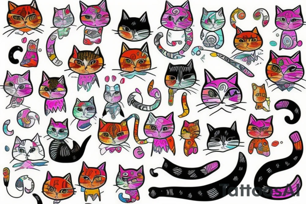 A colorful cat tattoo idea