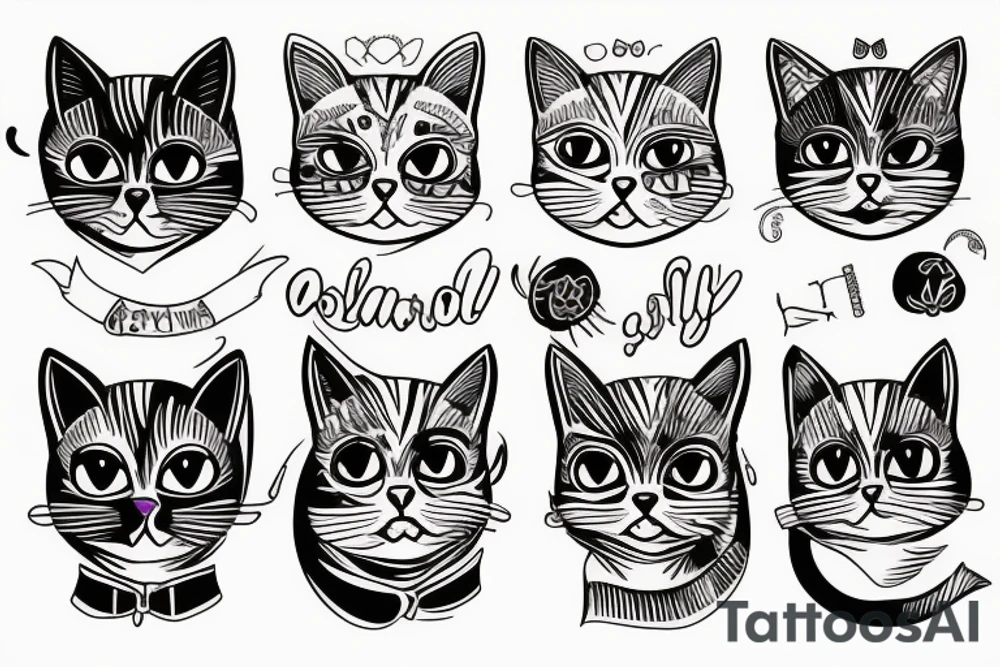 A colorful cat tattoo idea