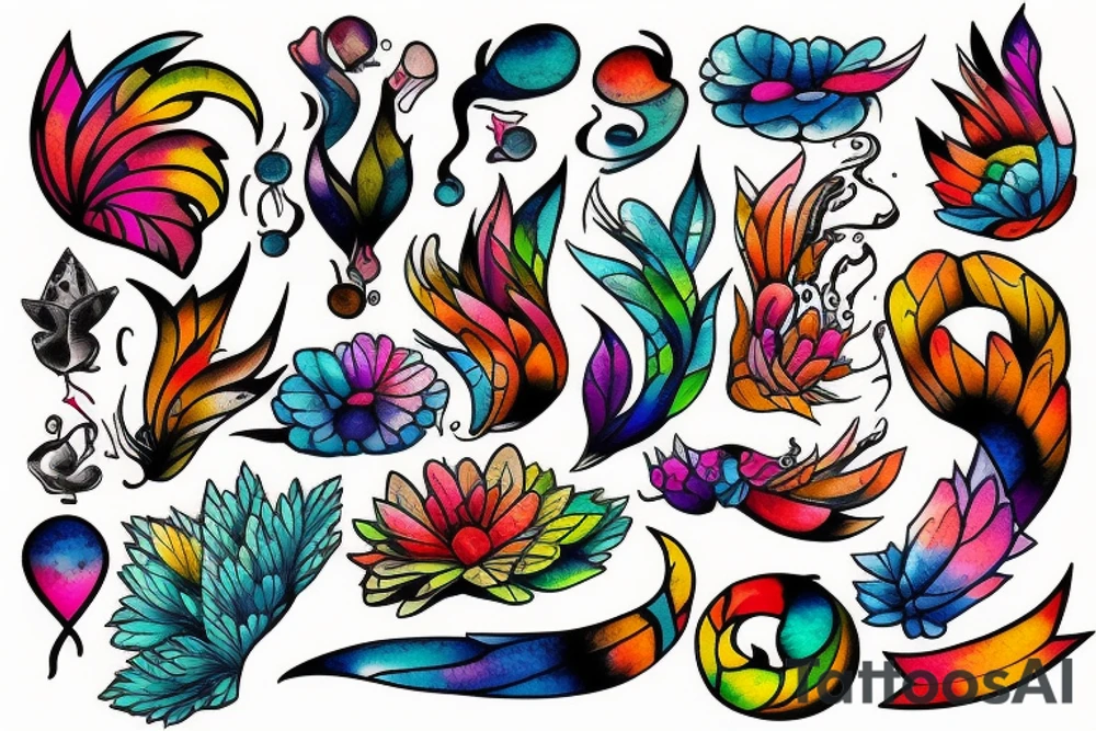 A colorful monitor tattoo idea