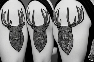 deer connected by lines with a sign of pacifism tattoo idea