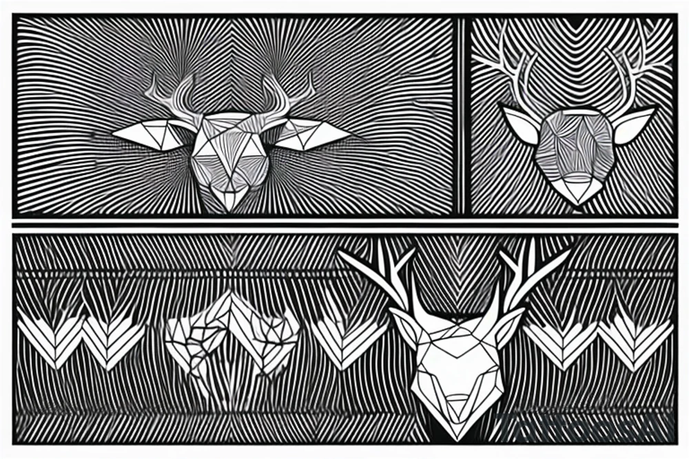 deer connected by lines with a sign of pacifism tattoo idea