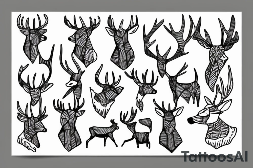 deer connected by lines with a sign of pacifism tattoo idea