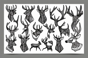 deer connected by lines with a sign of pacifism tattoo idea