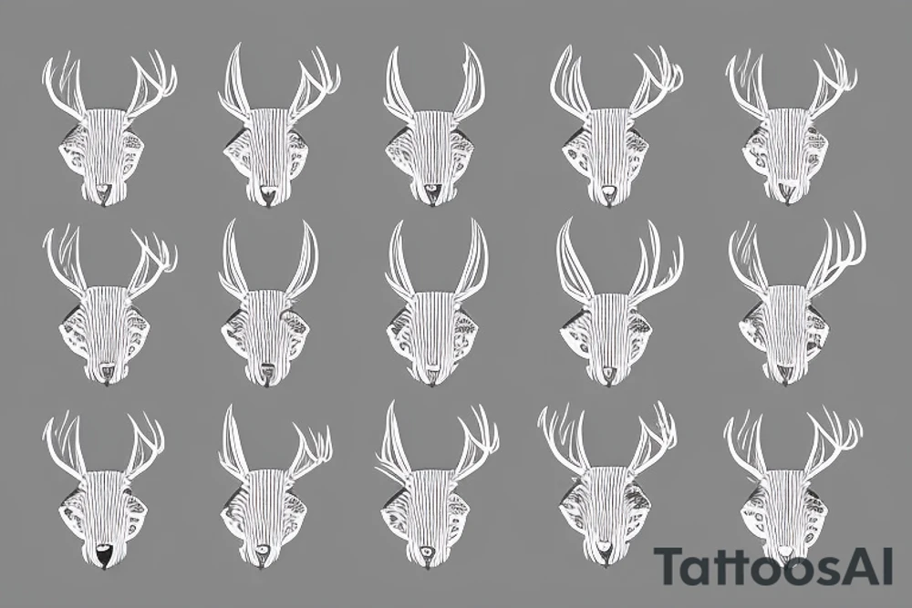 deer connected by lines with a sign of pacifism tattoo idea