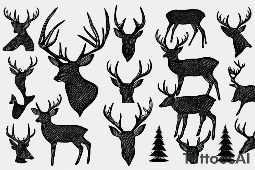 deer from a small number of lines connected from below with a sign of pacifism tattoo idea