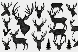 deer from a small number of lines connected from below with a sign of pacifism tattoo idea