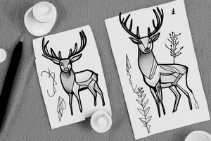 deer from a small number of lines connected from below with a sign of pacifism tattoo idea
