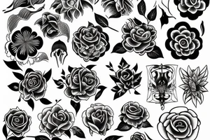inverted blackout with different designs like flowers or simillar stuff tattoo idea