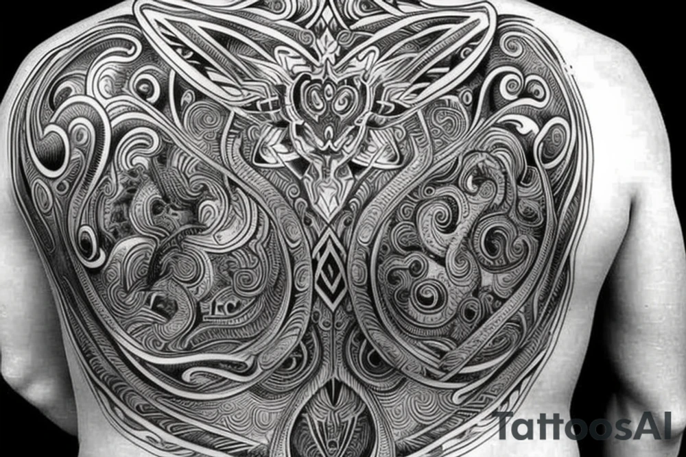 A back tattoo for taurus male tattoo idea