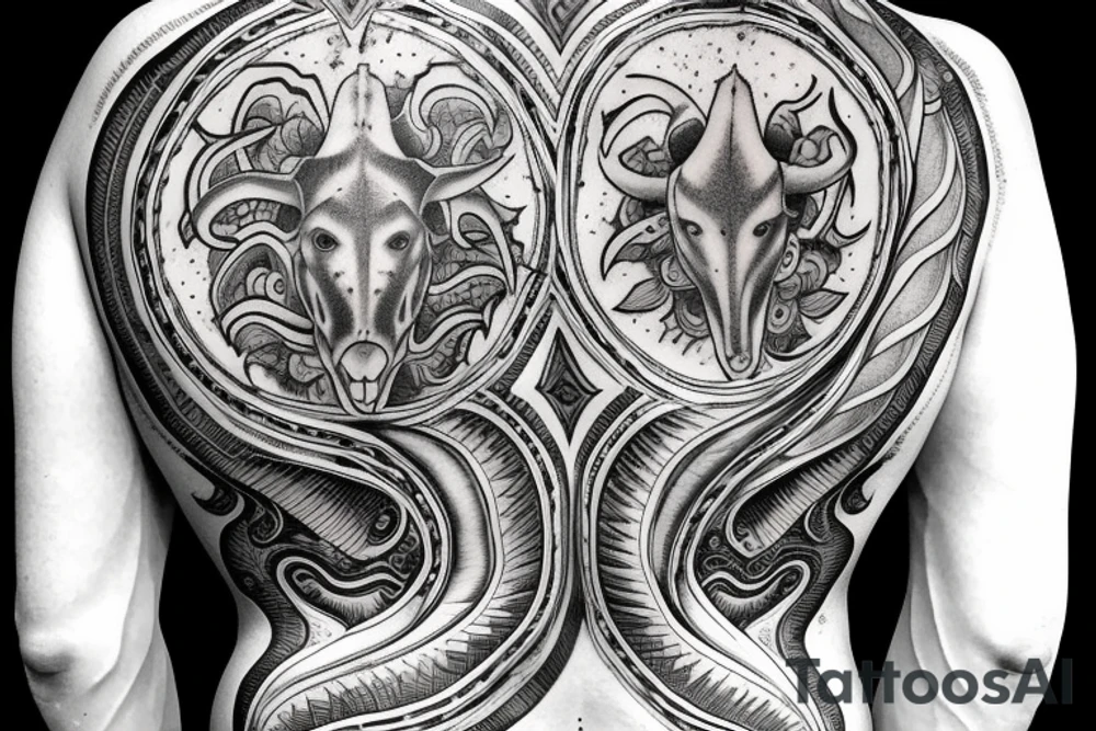 A back tattoo for taurus male tattoo idea