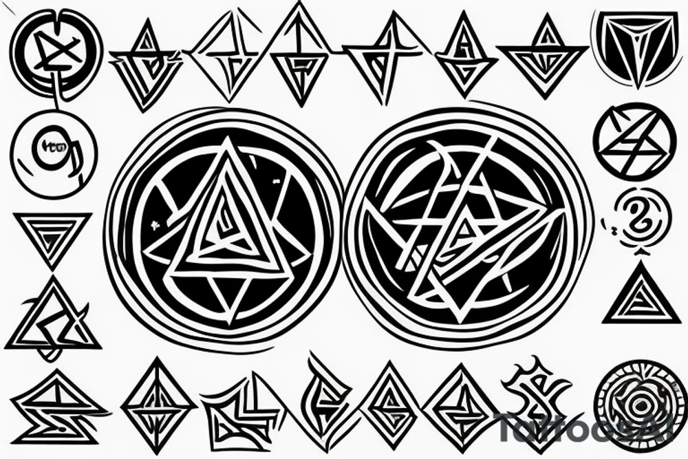 Hermetic orden, alchemy symbol In the circle of a triangle in which a square tattoo idea